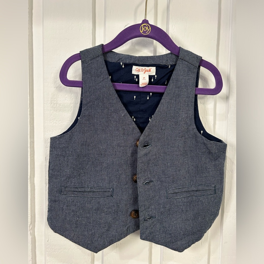 Cat and Jack Navy Blue Vest Sz 3T